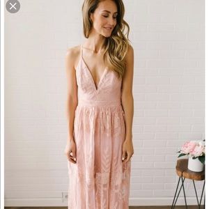 Secret Garden Lace Maxi Blush Boho Dress!